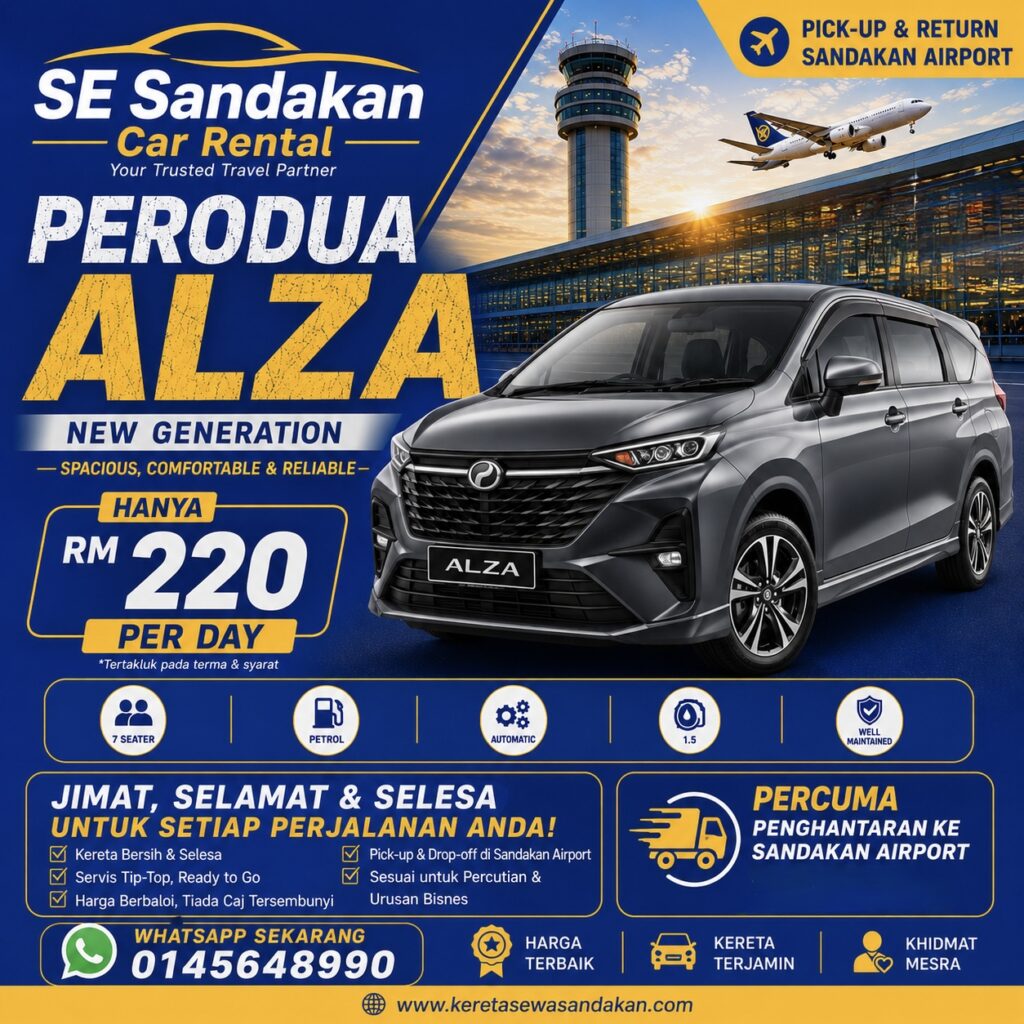 kereta sewa sandakan perodua alza