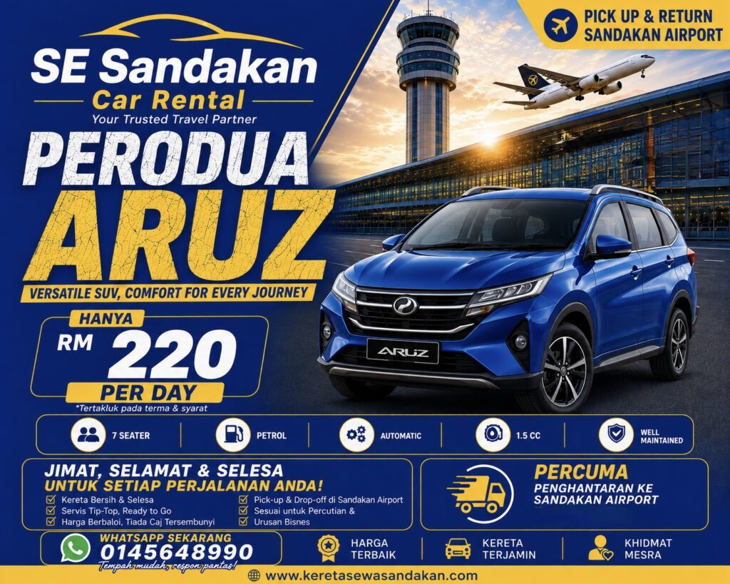 kereta sewa sandakan perodua aruz