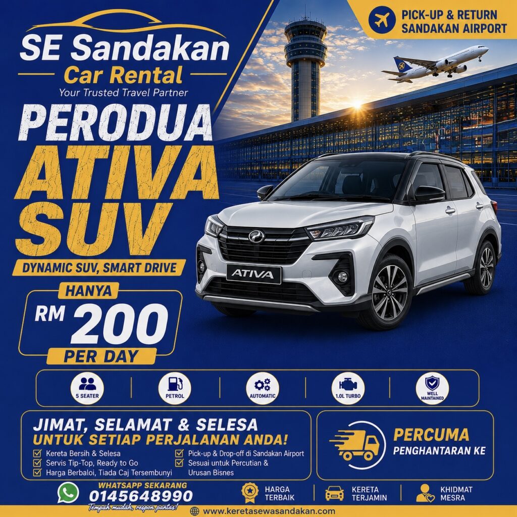 kereta sewa sandakan perodua ativa