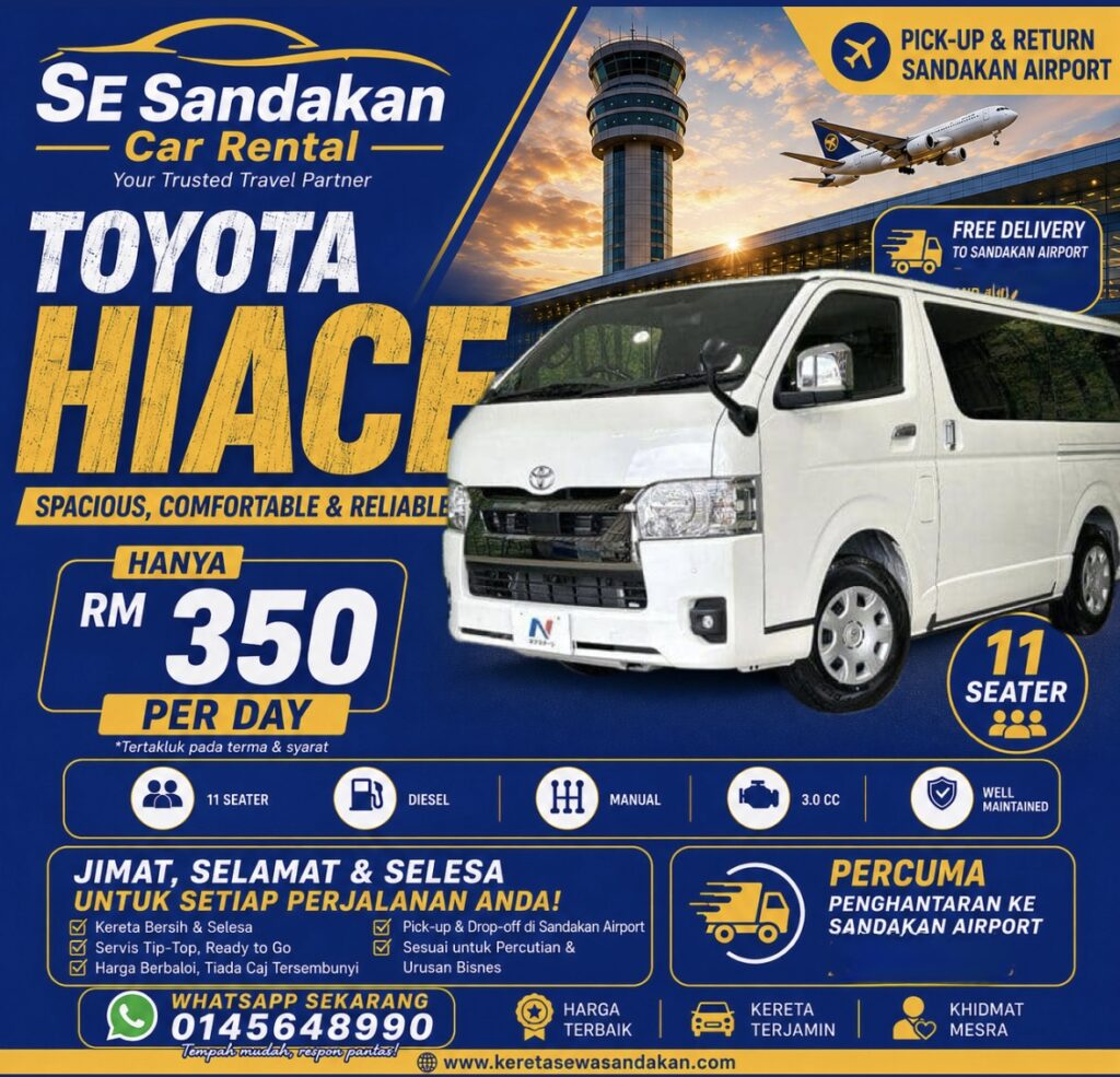 kereta sewa sandakan toyota hiace