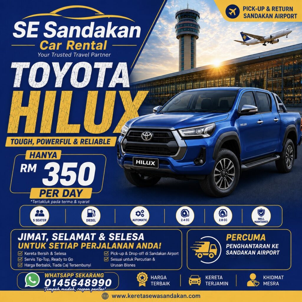 kereta sewa sandakan toyota hilux
