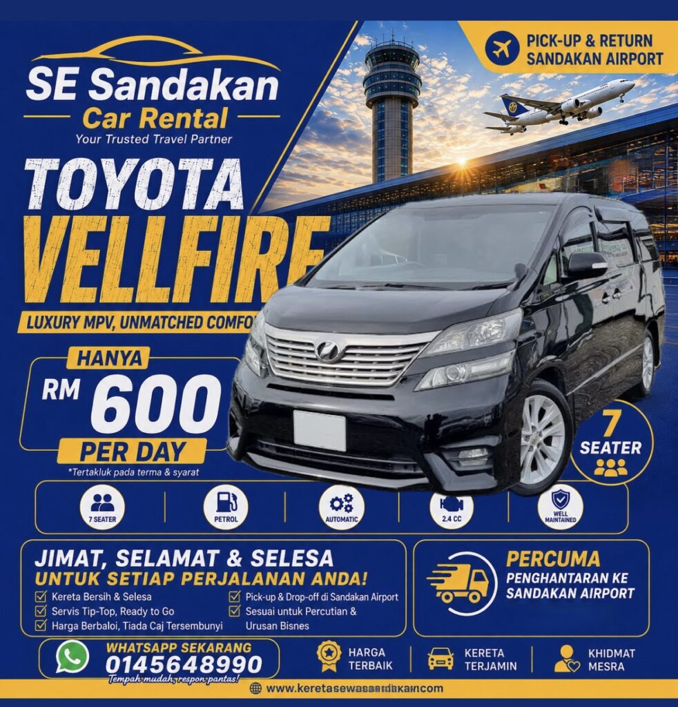 kereta sewa sandakan toyota vellfire