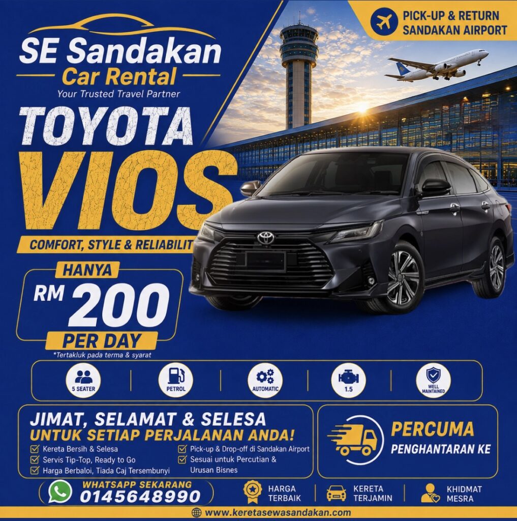 kereta sewa sandakan toyota vios